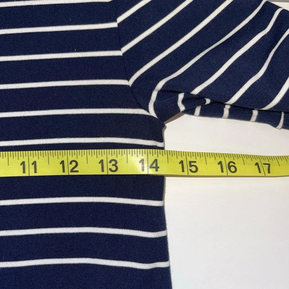 WHBM Navy Blue White Striped Bell Sleeve Knee-length Shift Dress Xsmall Women’s - Picture 9 of 13